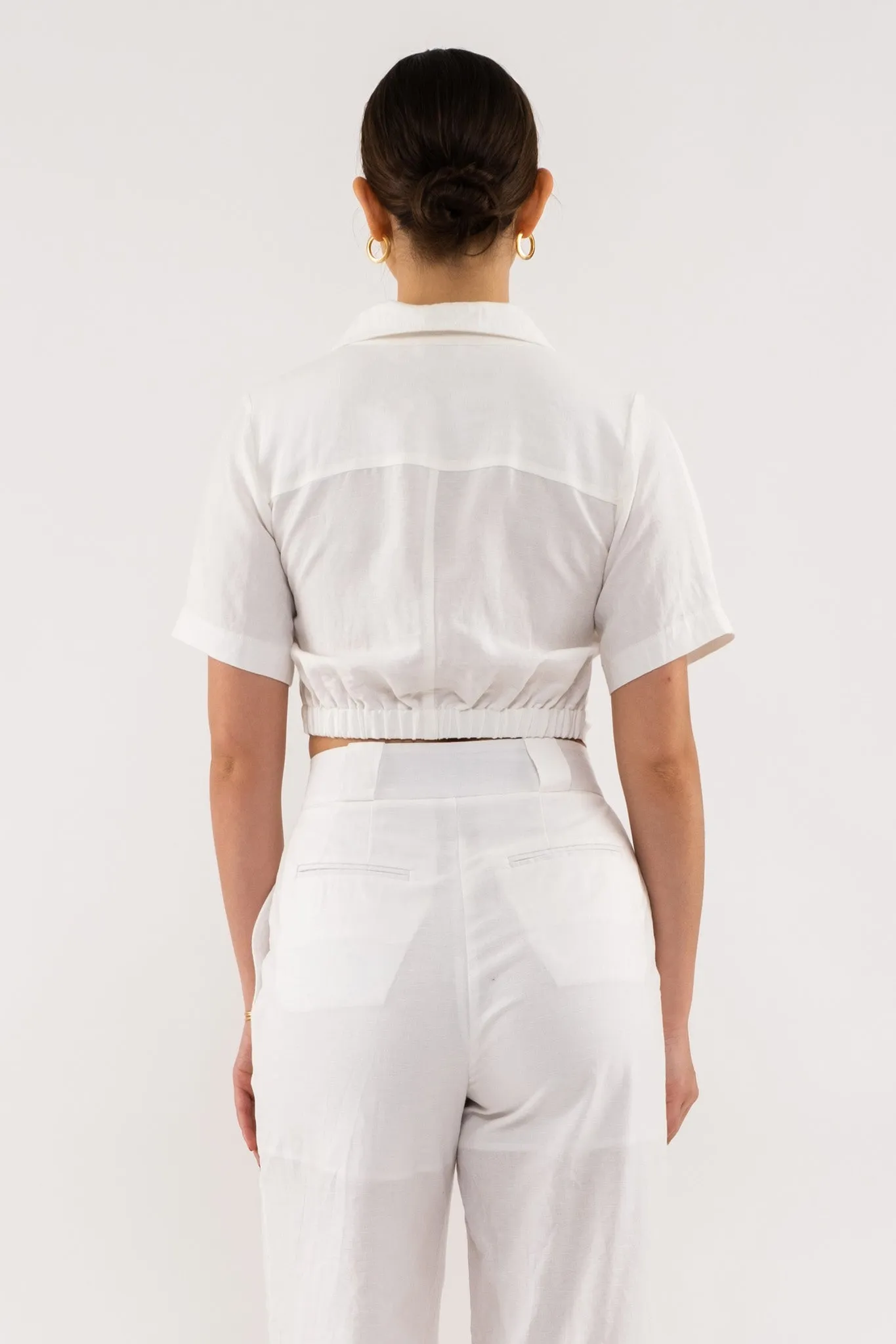 TWIST FRONT LINEN CROP TOP sold by Blu Pepper product image thumbnail 2