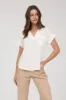 SPLIT NECK BACK BUTTON SHORT FOLD SLEEVE BLOUSE sold by Blu Pepper