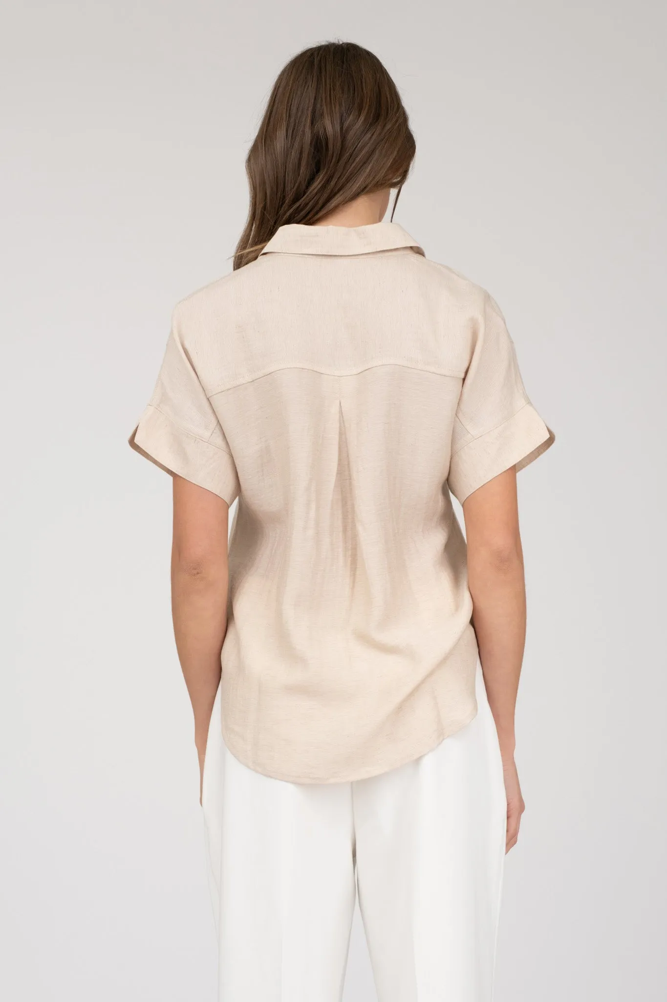 COLLARED HALF BUTTON SHORT SLEEVE SHIRT sold by Blu Pepper product image thumbnail 2