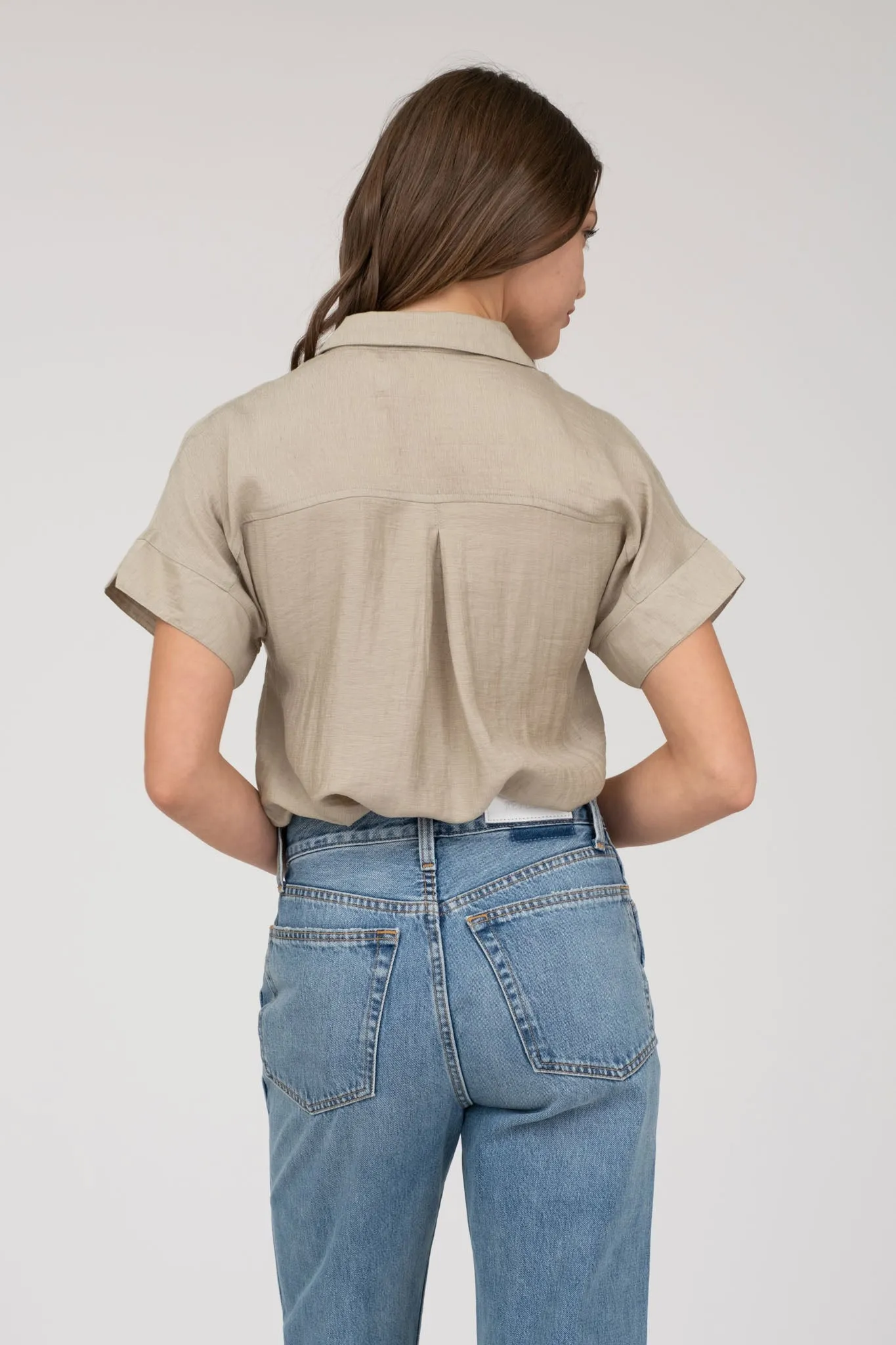 COLLARED HALF BUTTON SHORT SLEEVE SHIRT sold by Blu Pepper product image thumbnail 5