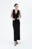 SOLID HIGH WAIST FRONT TIE LINEN MIDI SKIRT sold by Blu Pepper