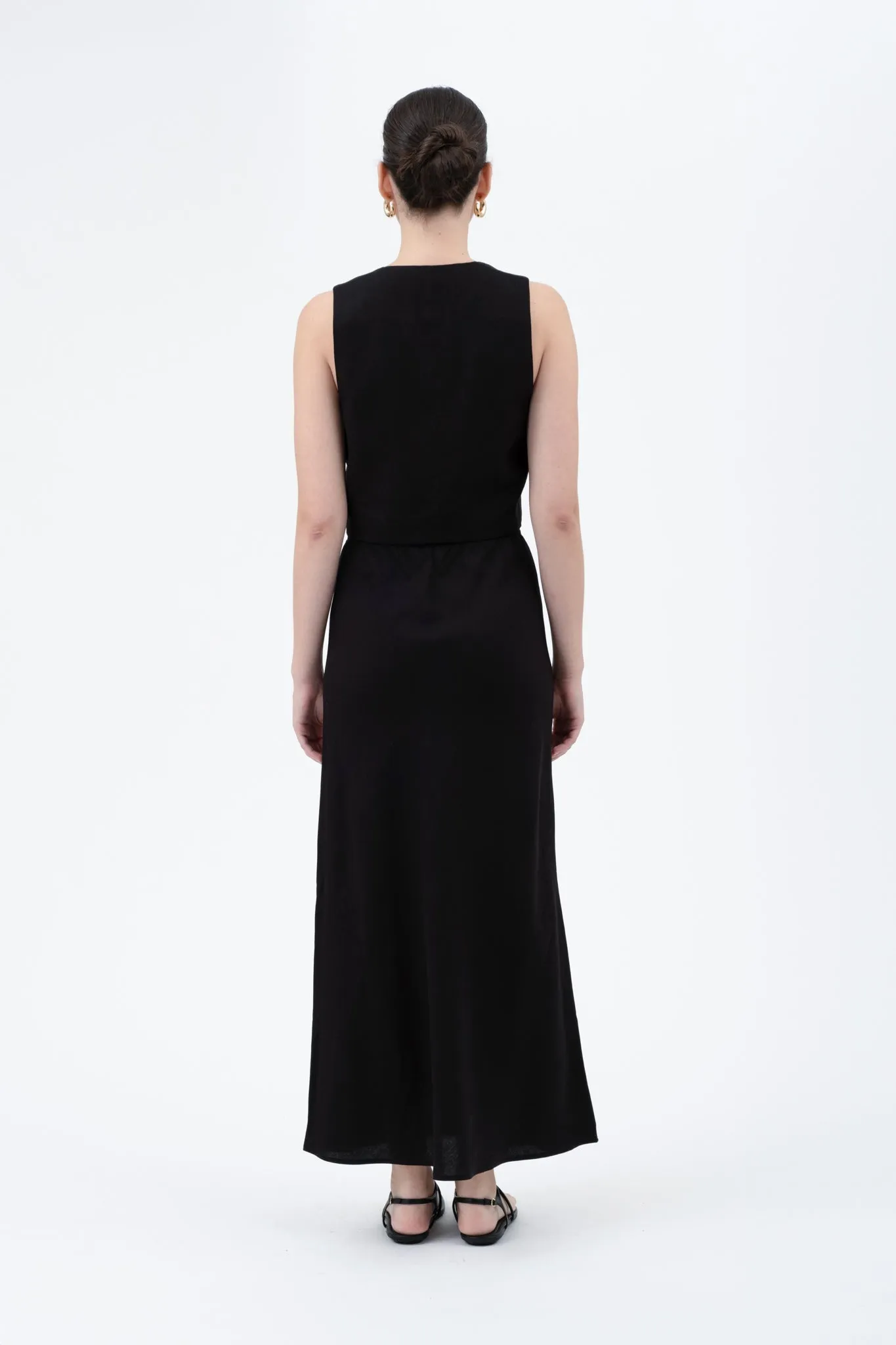 SOLID HIGH WAIST FRONT TIE LINEN MIDI SKIRT sold by Blu Pepper product image thumbnail 2