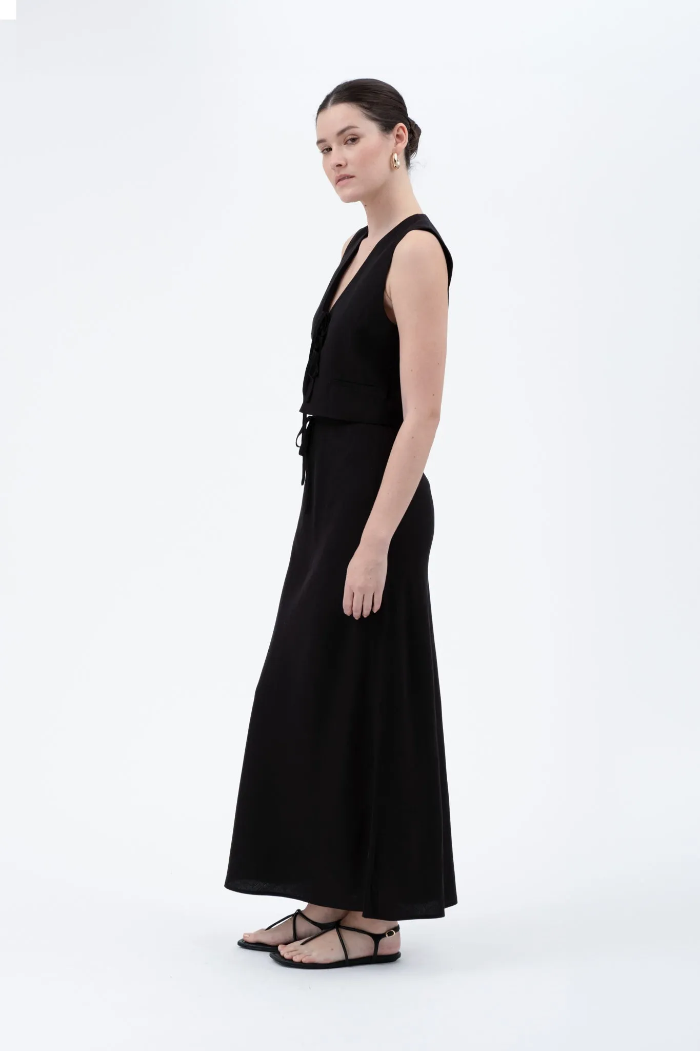 V NECK FRONT TIE CROPPED VEST sold by Blu Pepper product image thumbnail 3