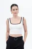 CONTRAST TRIM SLEEVELESS KNIT CROP TOP sold by Blu Pepper
