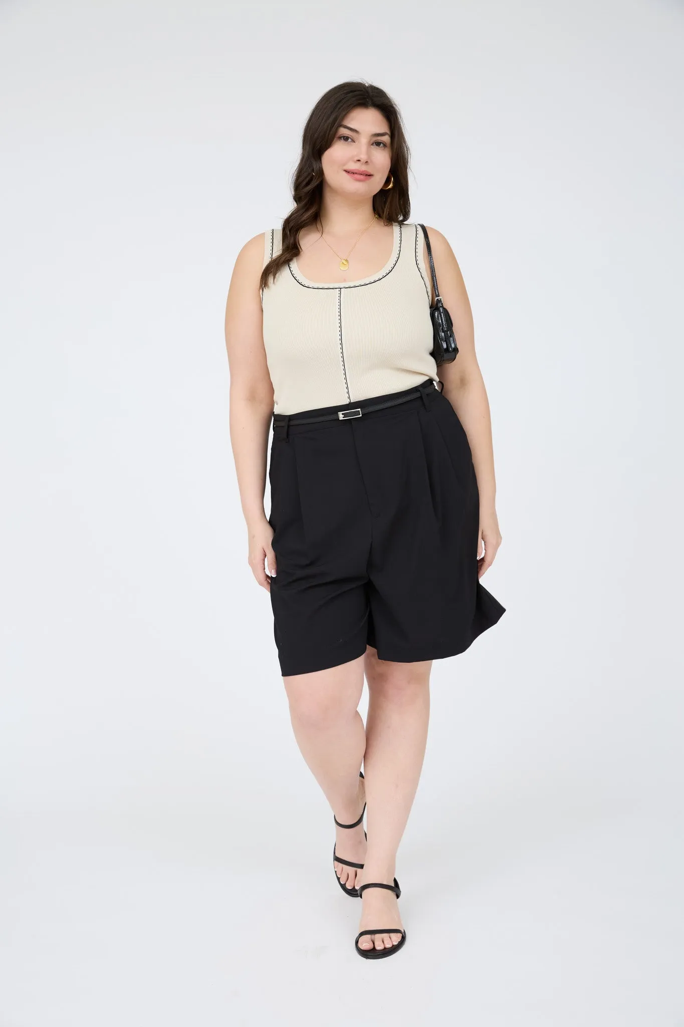 PLUS CONTRAST LINE STITCH DETAIL SWEATER KNIT TANK sold by Blu Pepper product image thumbnail 4