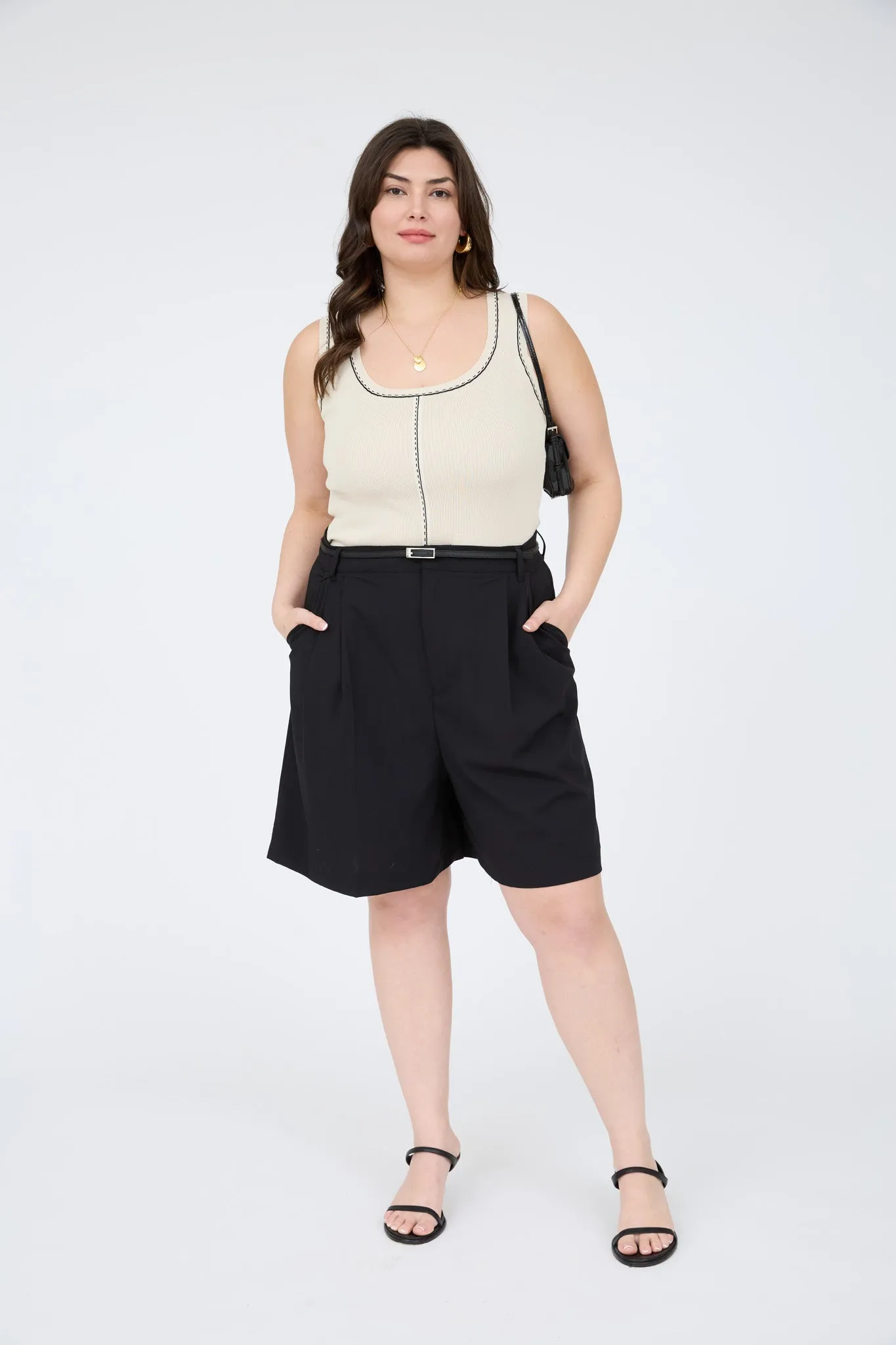 PLUS CONTRAST LINE STITCH DETAIL SWEATER KNIT TANK sold by Blu Pepper