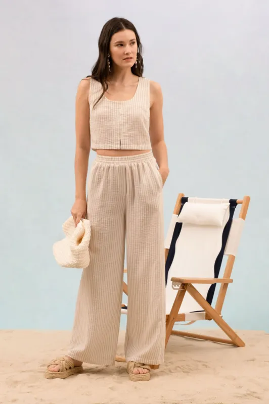 STRIPE SLEEVELESS CROP TOP AND LOUNGE BOTTOMS SET sold by Blu Pepper