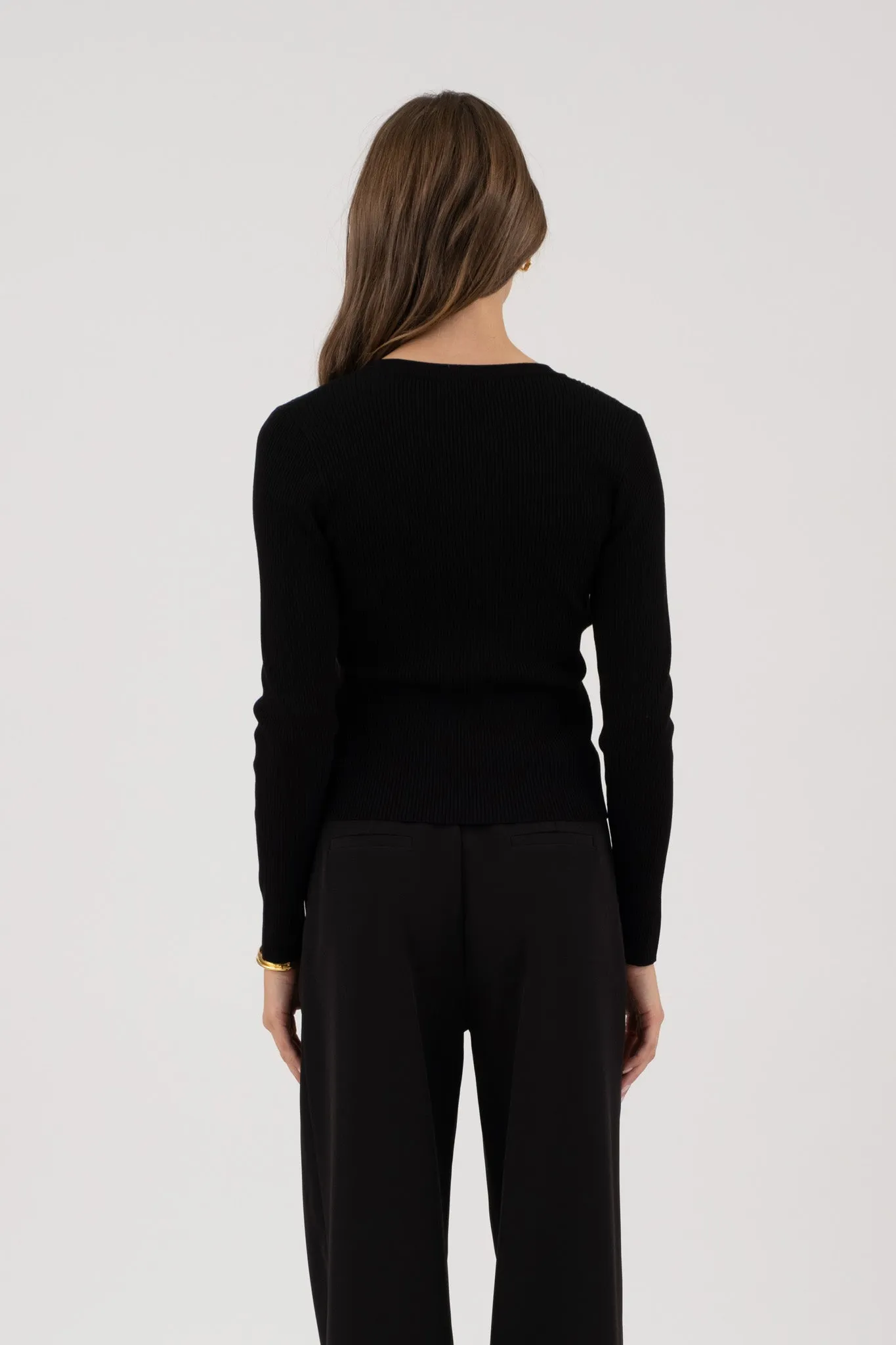 SNAP BUTTON DOWN ROUND NECK KNIT CARDIGAN sold by Blu Pepper product image thumbnail 2