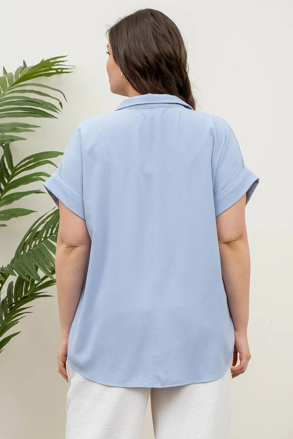 PLUS SHORT FOLD SLEEVE BUTTON DOWN SHIRT sold by Blu Pepper product image thumbnail 2