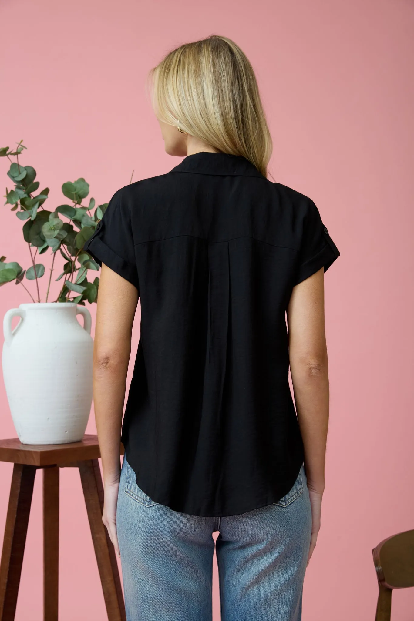 SHORT TAB SLEEVE BUTTON DOWN SHIRT sold by Blu Pepper product image thumbnail 2