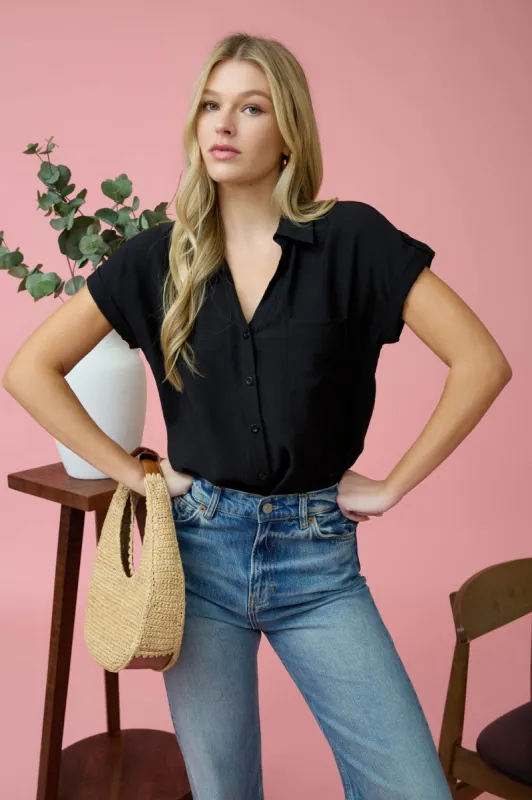 SHORT TAB SLEEVE BUTTON DOWN SHIRT sold by Blu Pepper