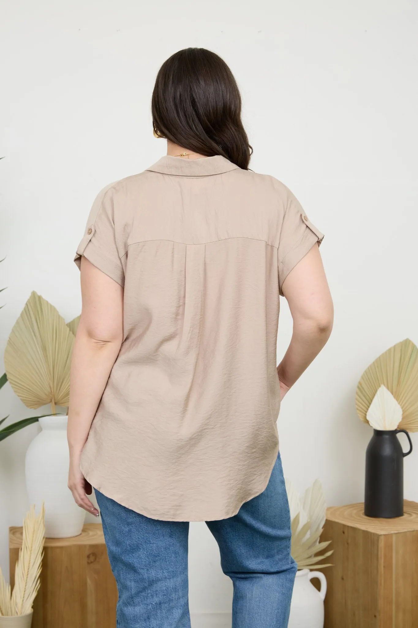 PLUS SHORT TAB SLEEVE BUTTON DOWN SHIRT sold by Blu Pepper product image thumbnail 2