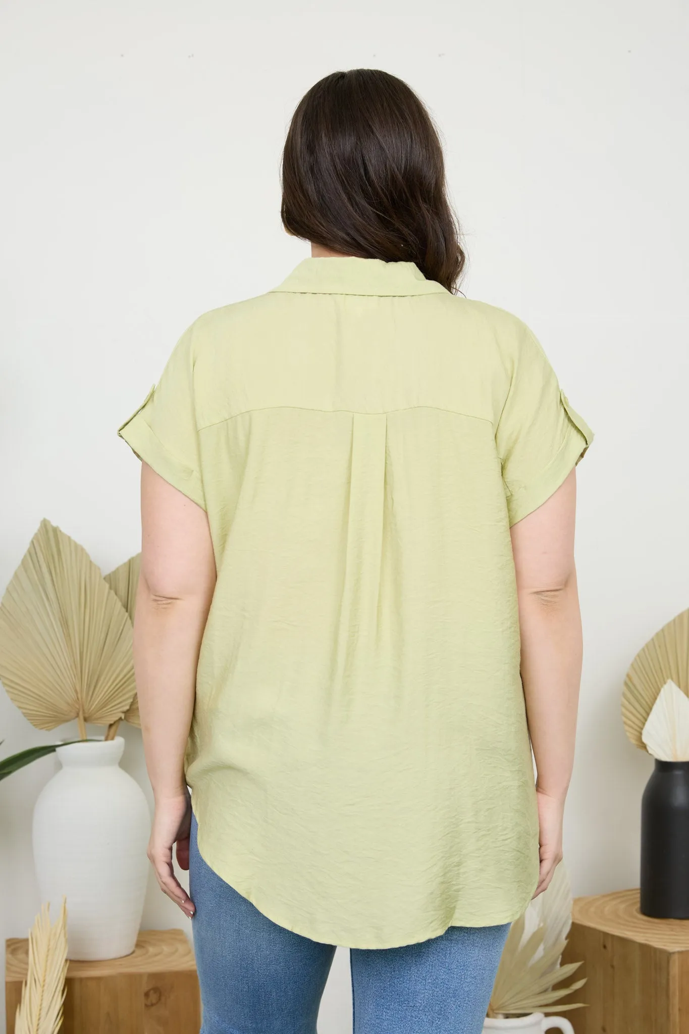 PLUS SHORT TAB SLEEVE BUTTON DOWN SHIRT sold by Blu Pepper product image thumbnail 5