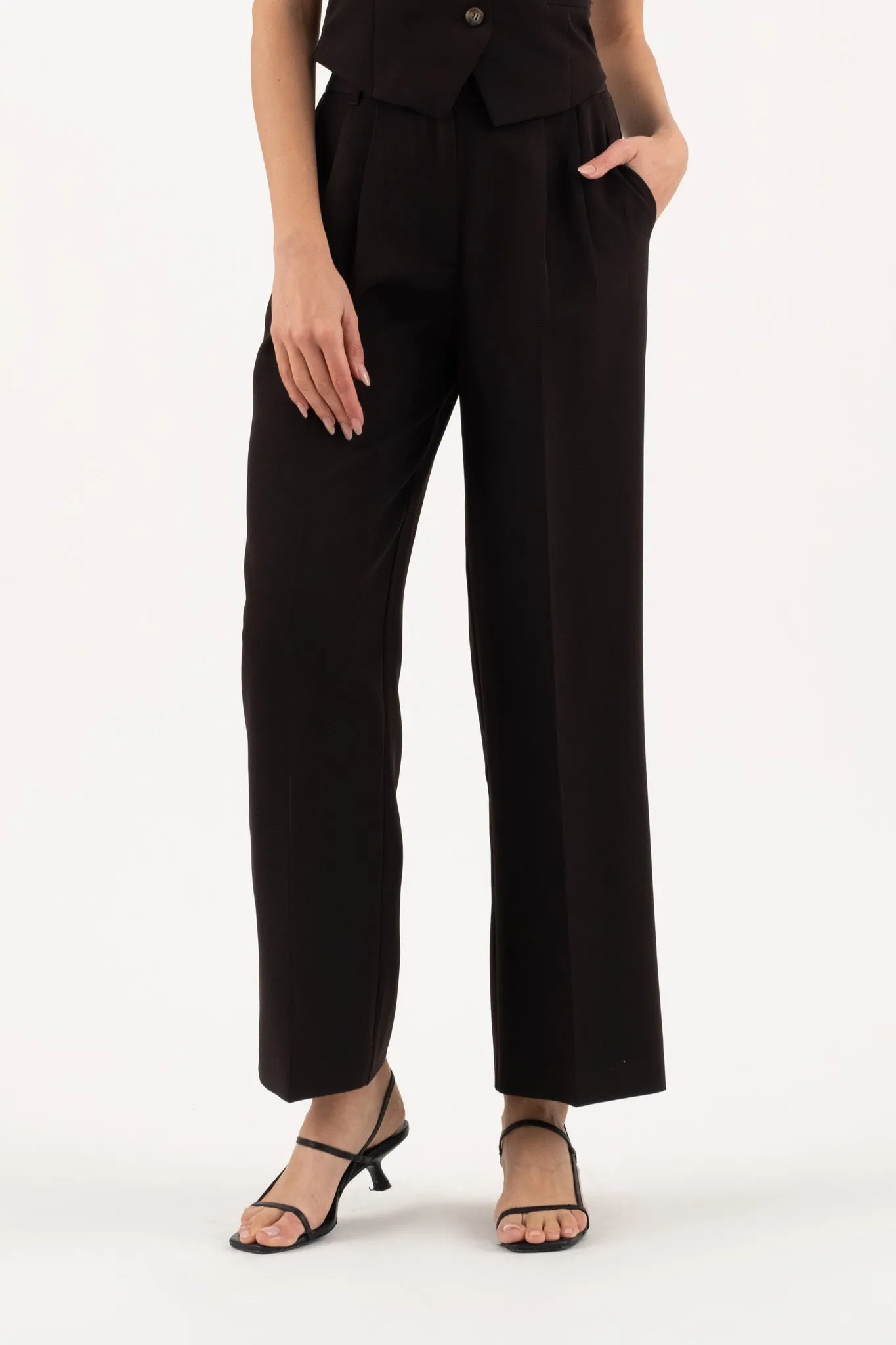 HIGH WAIST FRONT PLEAT WIDE LEG DRESS PANTS sold by Blu Pepper product image thumbnail 4