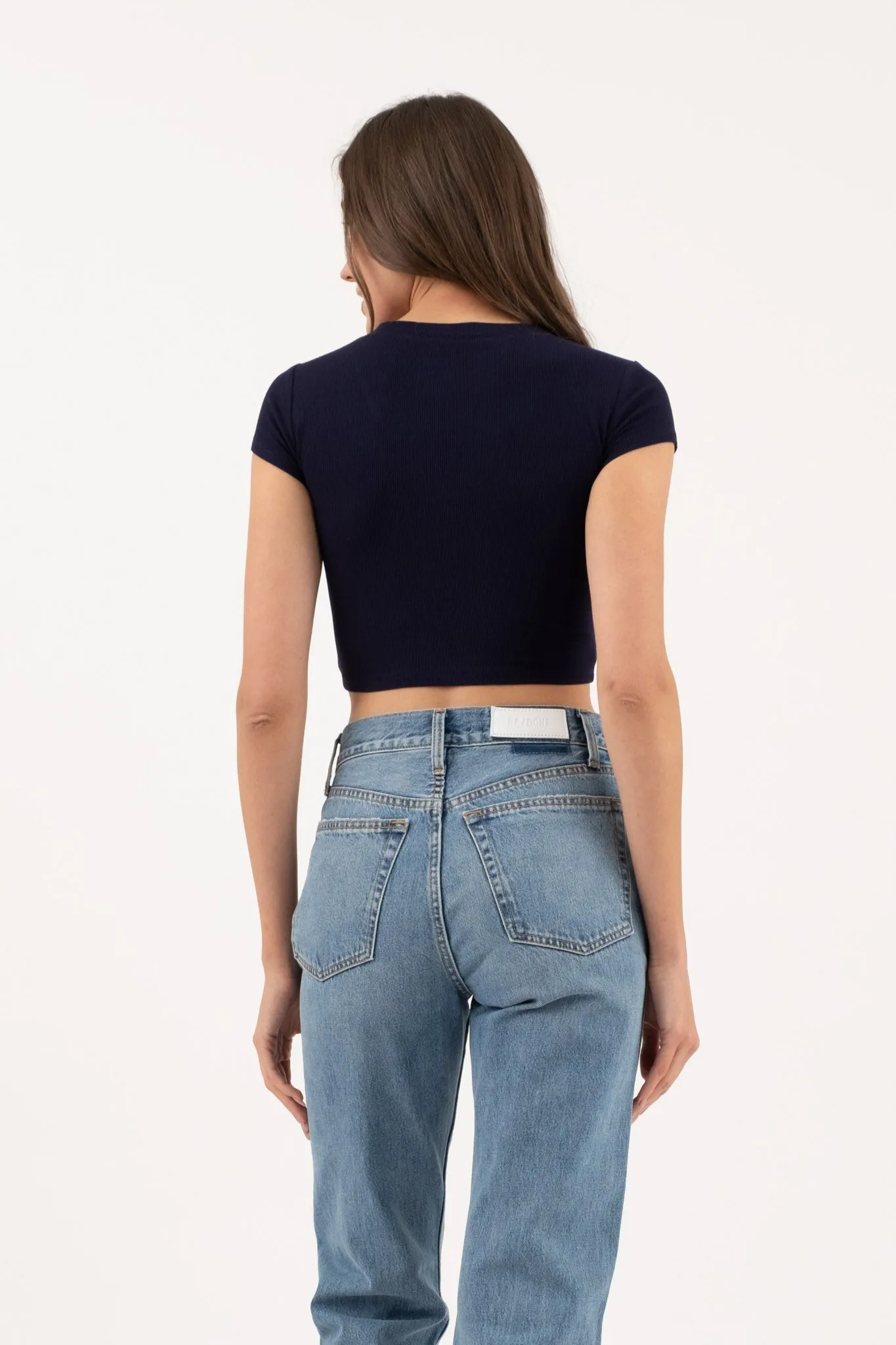 SNAP BUTTON SHORT SLEEVE HENLEY KNIT CROP TOP sold by Blu Pepper product image thumbnail 2