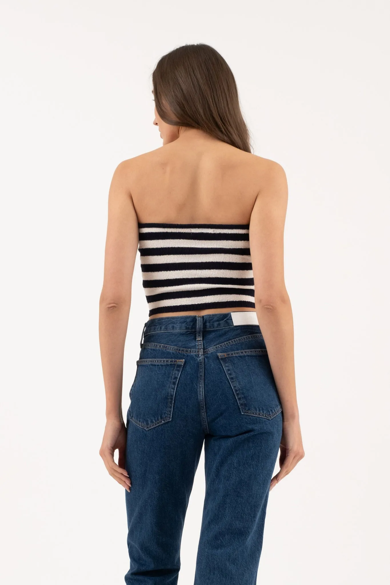 STRIPE STRAPLESS SWEATER KNIT TUBE TOP sold by Blu Pepper product image thumbnail 2