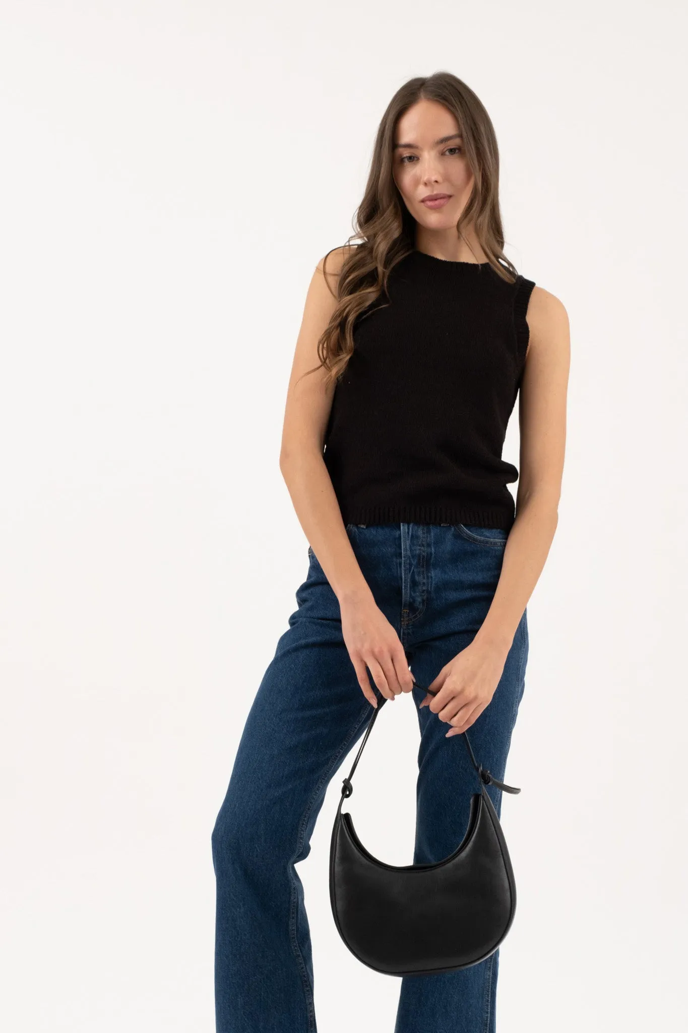 CREW NECK SLEEVELESS KNIT PULLOVER SWEATER sold by Blu Pepper product image thumbnail 5