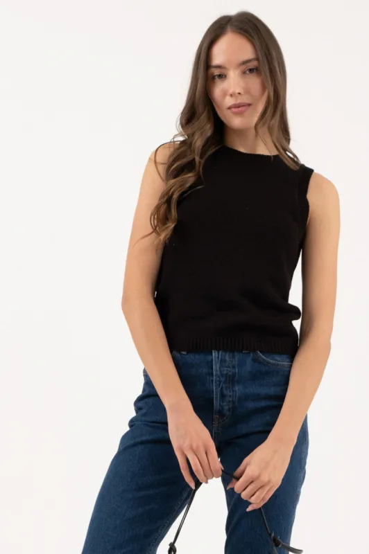 CREW NECK SLEEVELESS KNIT PULLOVER SWEATER sold by Blu Pepper