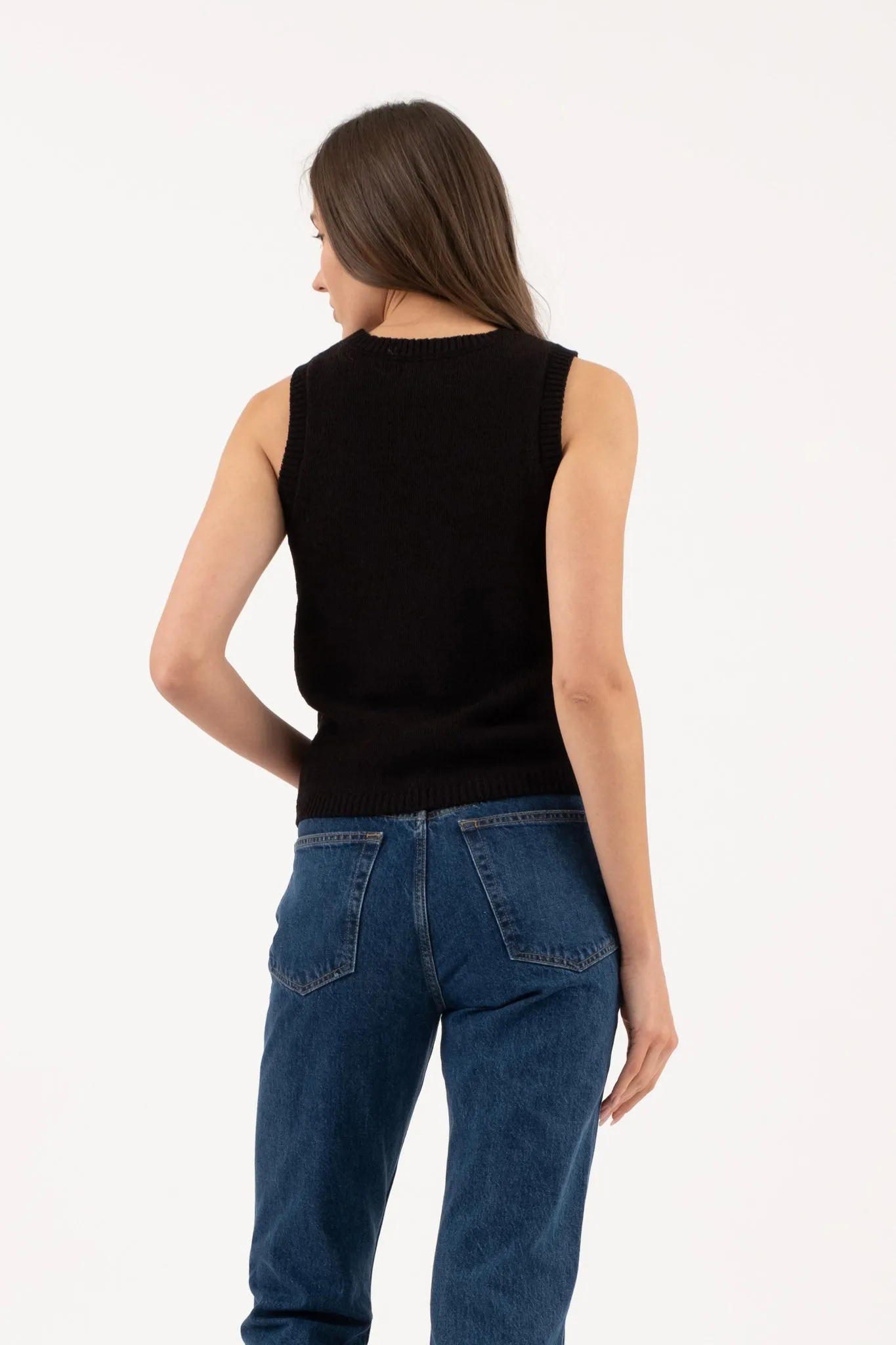 CREW NECK SLEEVELESS KNIT PULLOVER SWEATER sold by Blu Pepper product image thumbnail 2