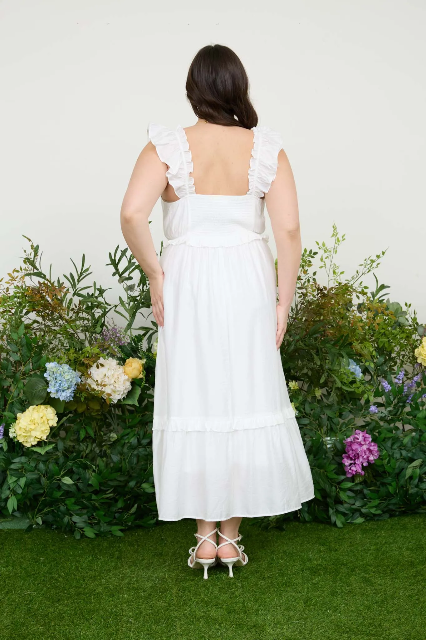 PLUS RUFFLE DETAIL EMPIRE WAIST MIDI DRESS sold by Blu Pepper product image thumbnail 2