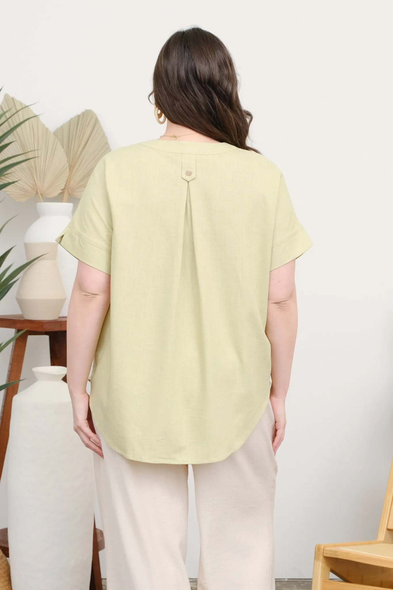 PLUS HENLEY SHORT BATWING SLEEVE U HEM TOP sold by Blu Pepper product image thumbnail 2