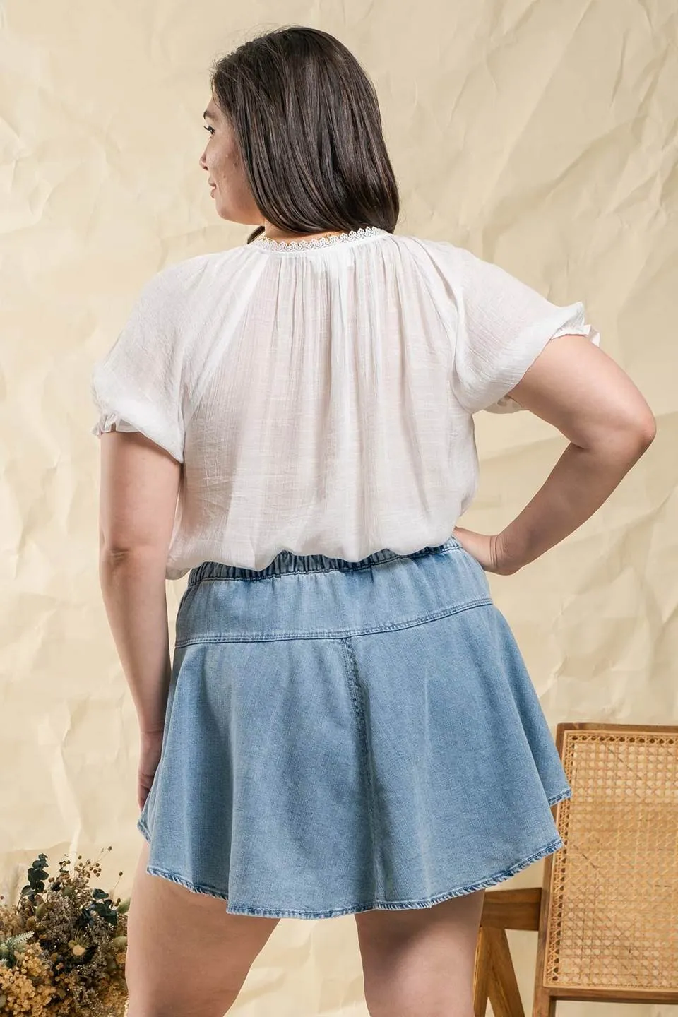 PLUS FLORAL EMBROIDERY WOVEN TOP sold by Blu Pepper product image thumbnail 2