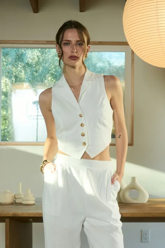 COLLARED BUTTON DOWN CROPPED VEST BLOUSE sold by Blu Pepper