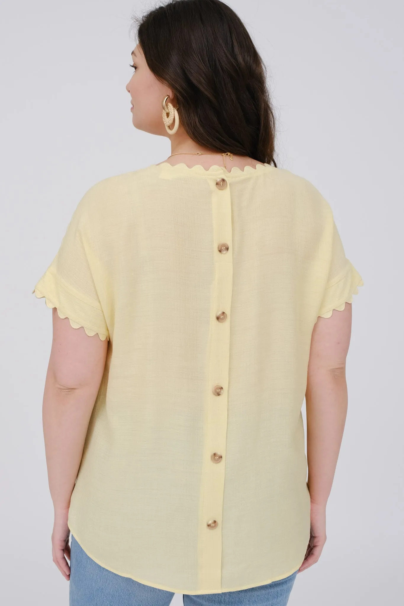 PLUS SCALLOP TRIM CUT-OUT SHORT SLEEVE BLOUSE sold by Blu Pepper product image thumbnail 5