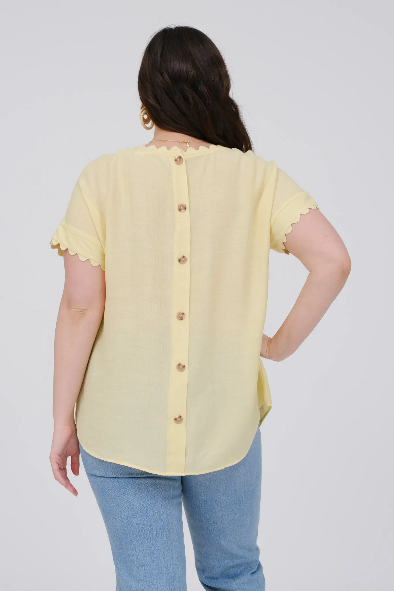 PLUS SCALLOP TRIM CUT-OUT SHORT SLEEVE BLOUSE sold by Blu Pepper product image thumbnail 2