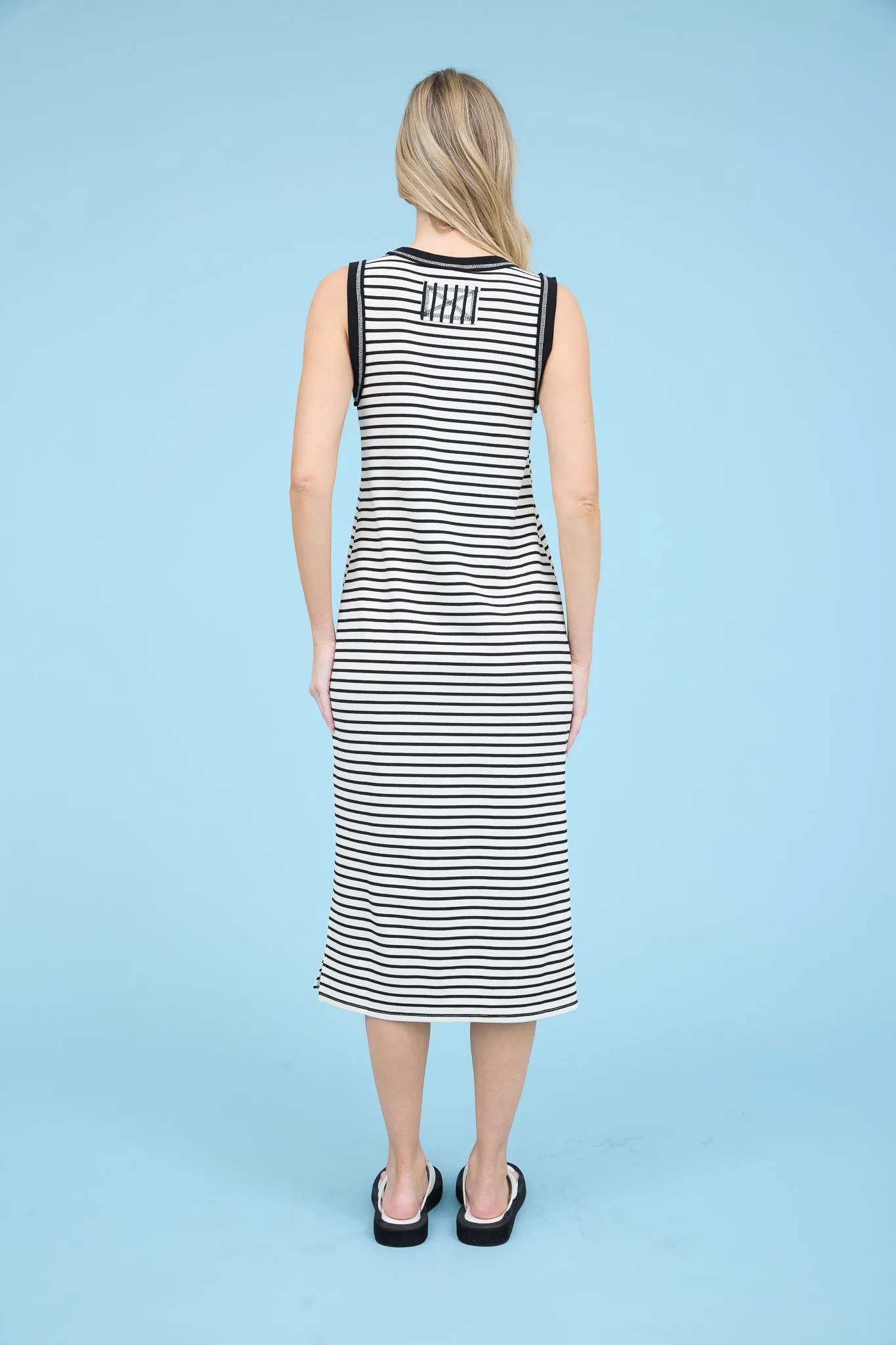 STRIPE SLEEVELESS SIDE SLIT TANK MAXI DRESS sold by Blu Pepper product image thumbnail 2