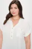 PLUS COLLARED BUTTON DOWN SHORT FOLD SLEEVE TOP sold by Blu Pepper