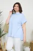 PLUS COLLARED BUTTON DOWN SHORT ROLL SLEEVE SHIRT sold by Blu Pepper