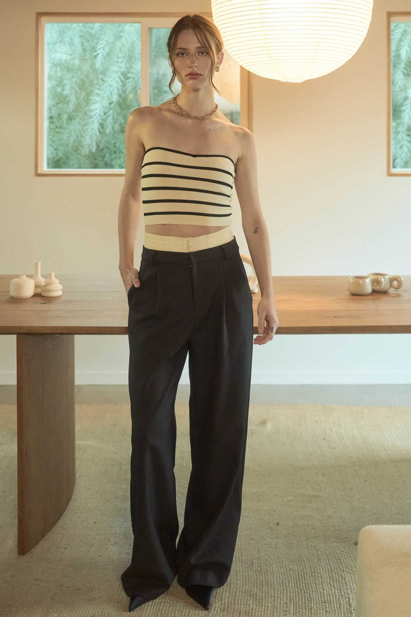 STRIPE STRAPLESS SWEATER KNIT CROP TOP sold by Blu Pepper product image thumbnail 5