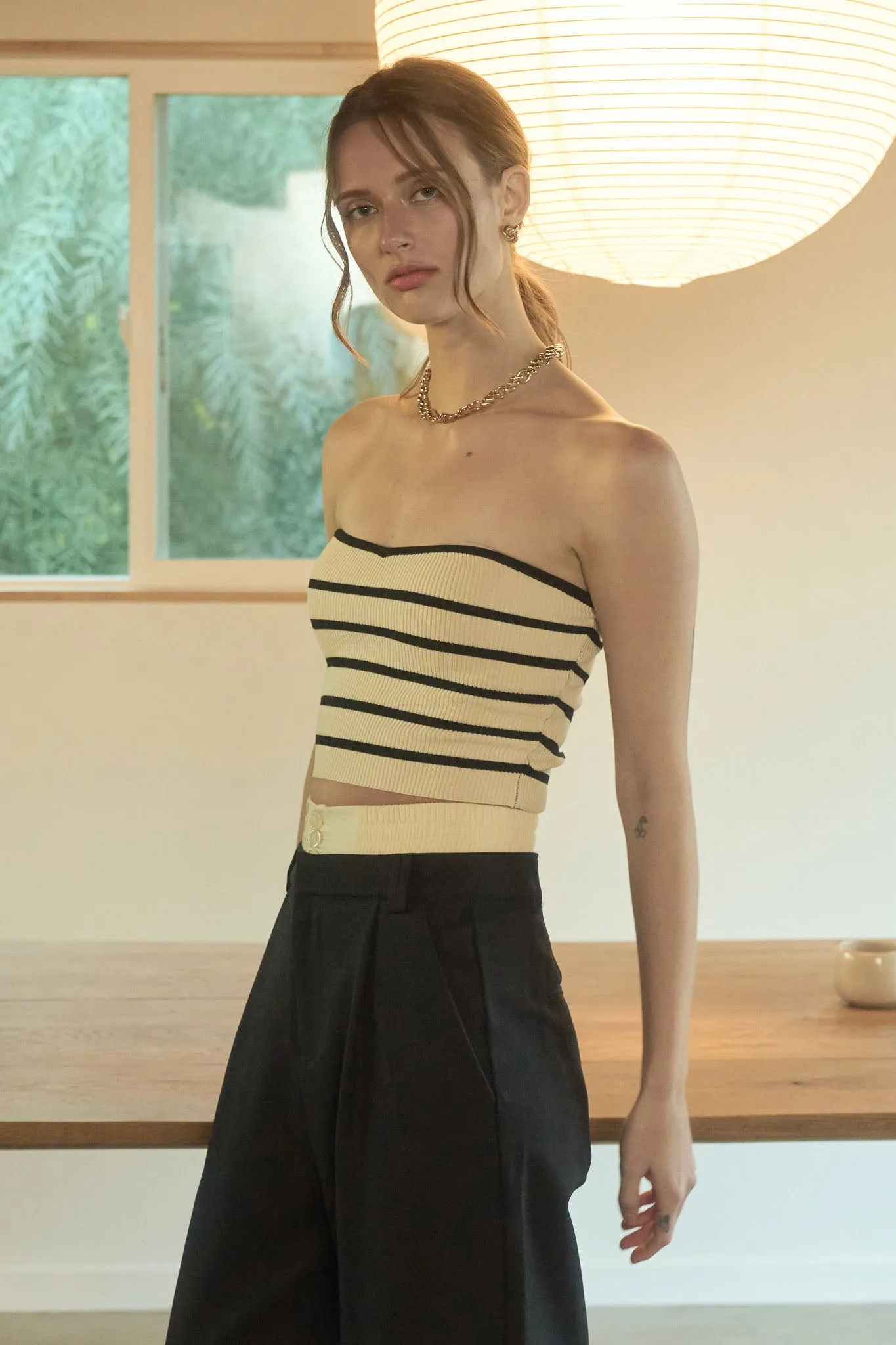 STRIPE STRAPLESS SWEATER KNIT CROP TOP sold by Blu Pepper product image thumbnail 3