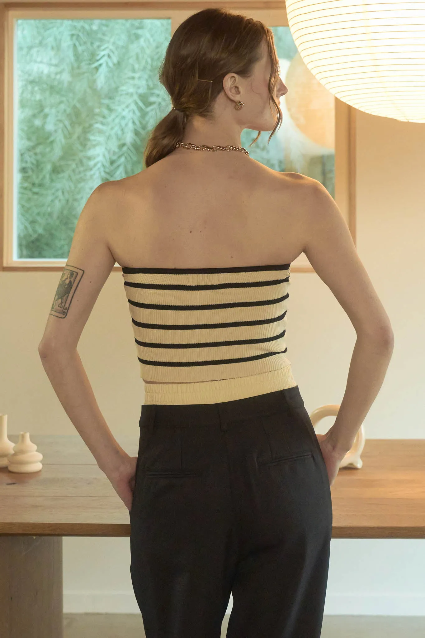 STRIPE STRAPLESS SWEATER KNIT CROP TOP sold by Blu Pepper product image thumbnail 2