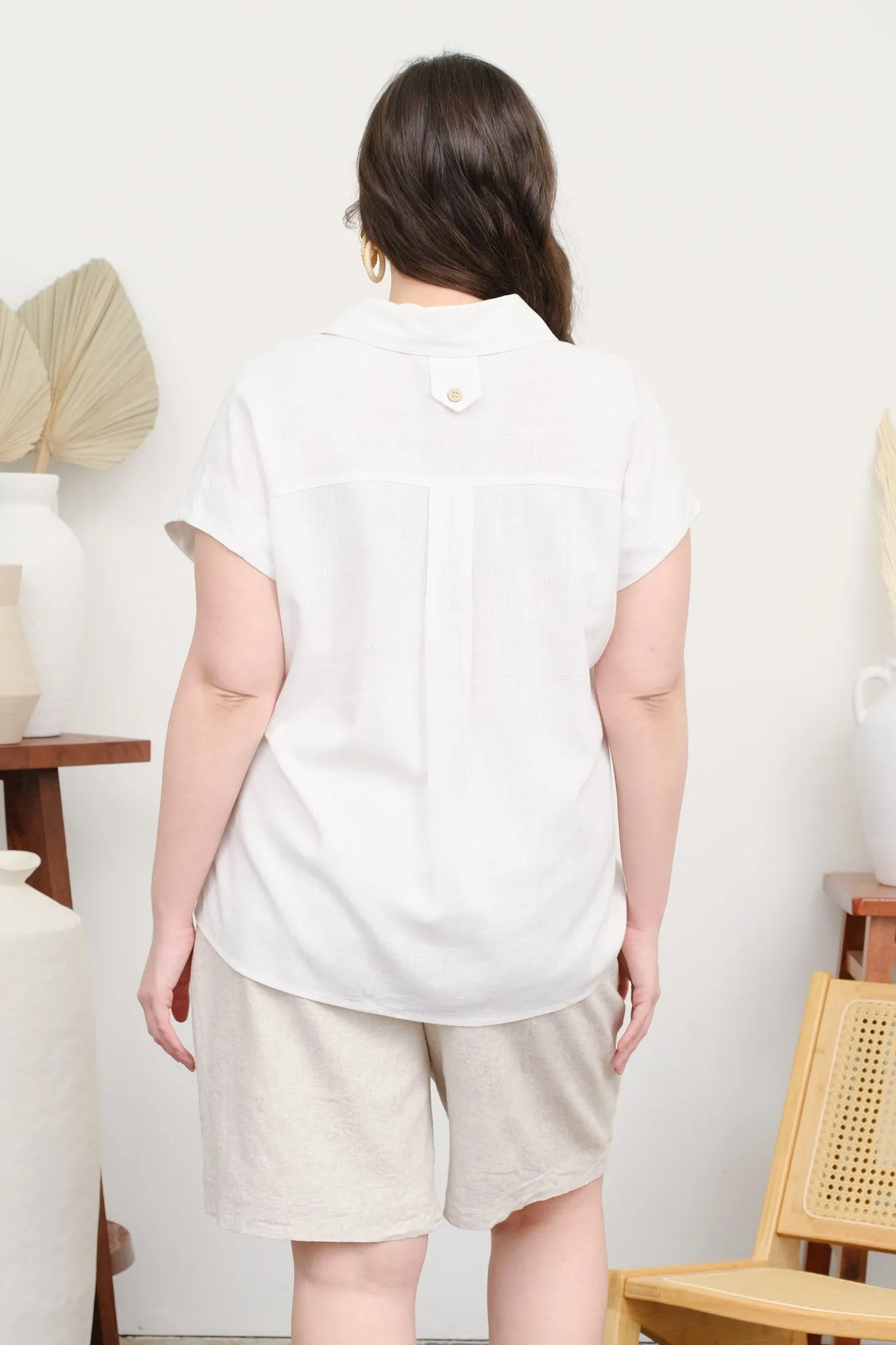 PLUS COLLARED SHORT SLEEVE BUTTON DOWN BOXY SHIRT sold by Blu Pepper product image thumbnail 2