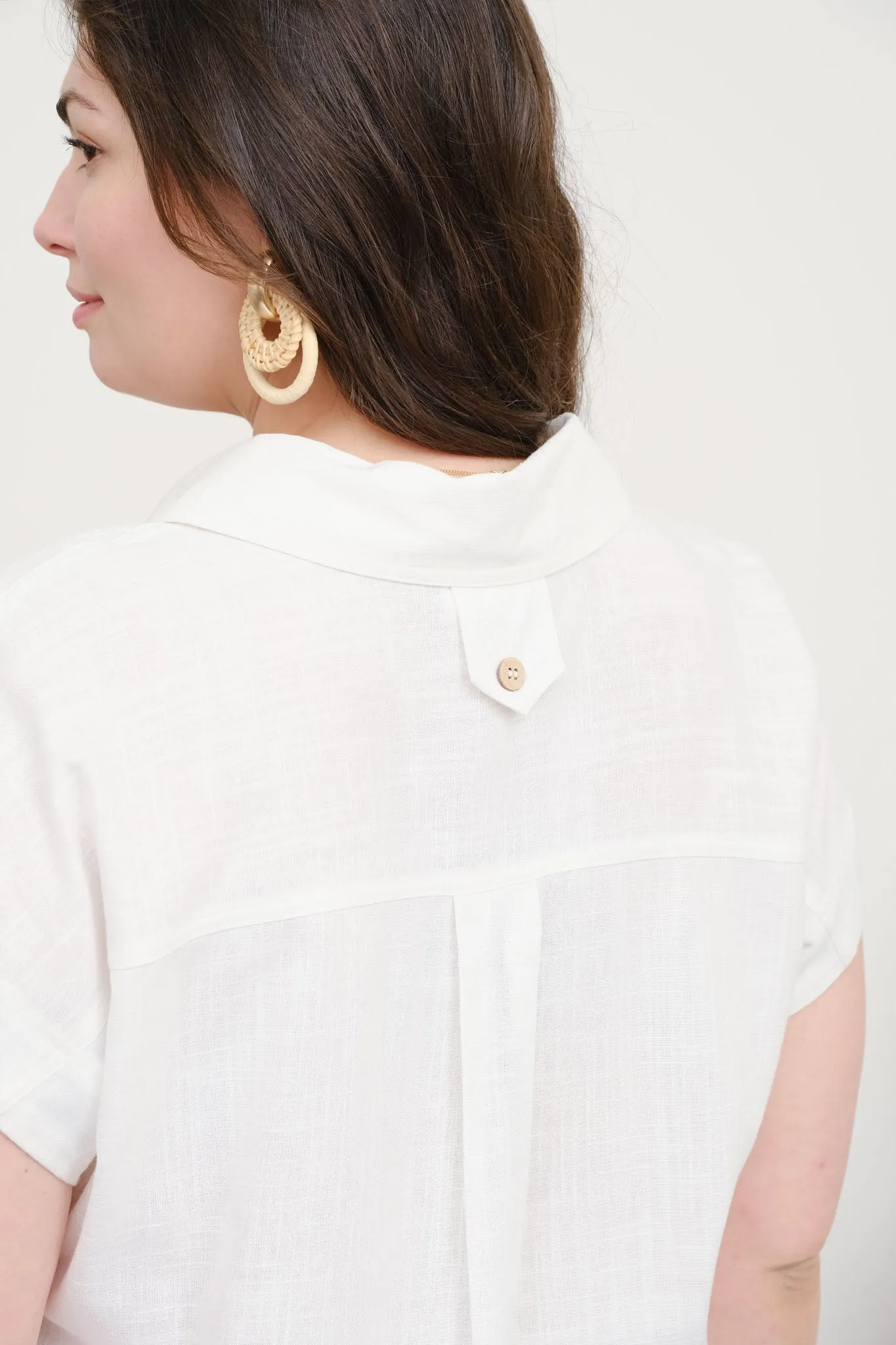 PLUS COLLARED SHORT SLEEVE BUTTON DOWN BOXY SHIRT sold by Blu Pepper product image thumbnail 5