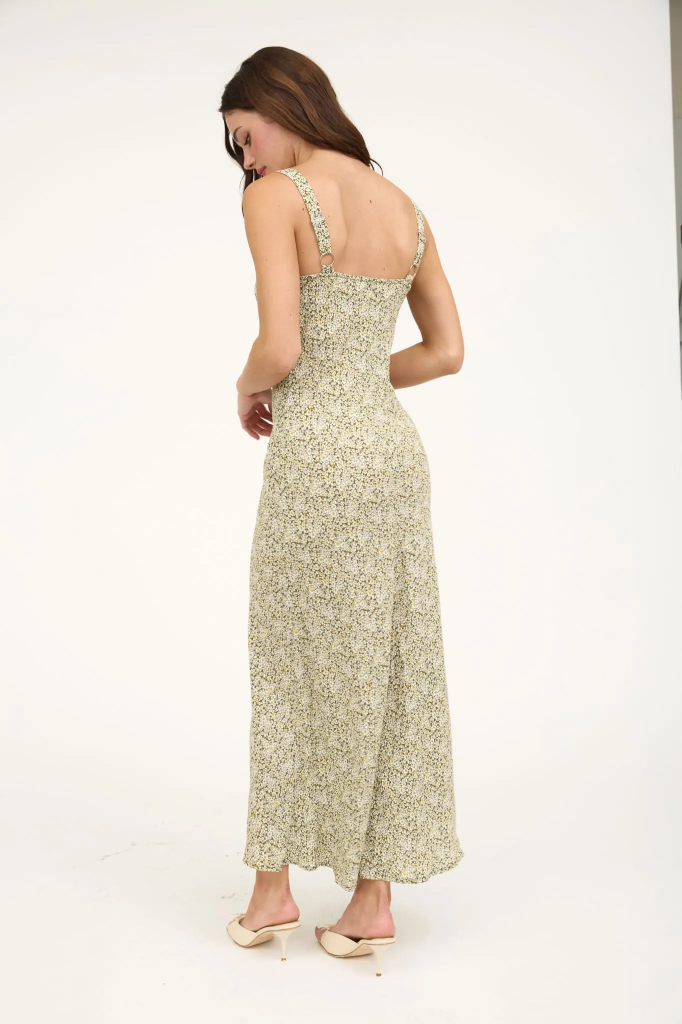 FLORAL V NECK SLEEVELESS SLIP MIDI DRESS sold by Blu Pepper product image thumbnail 2