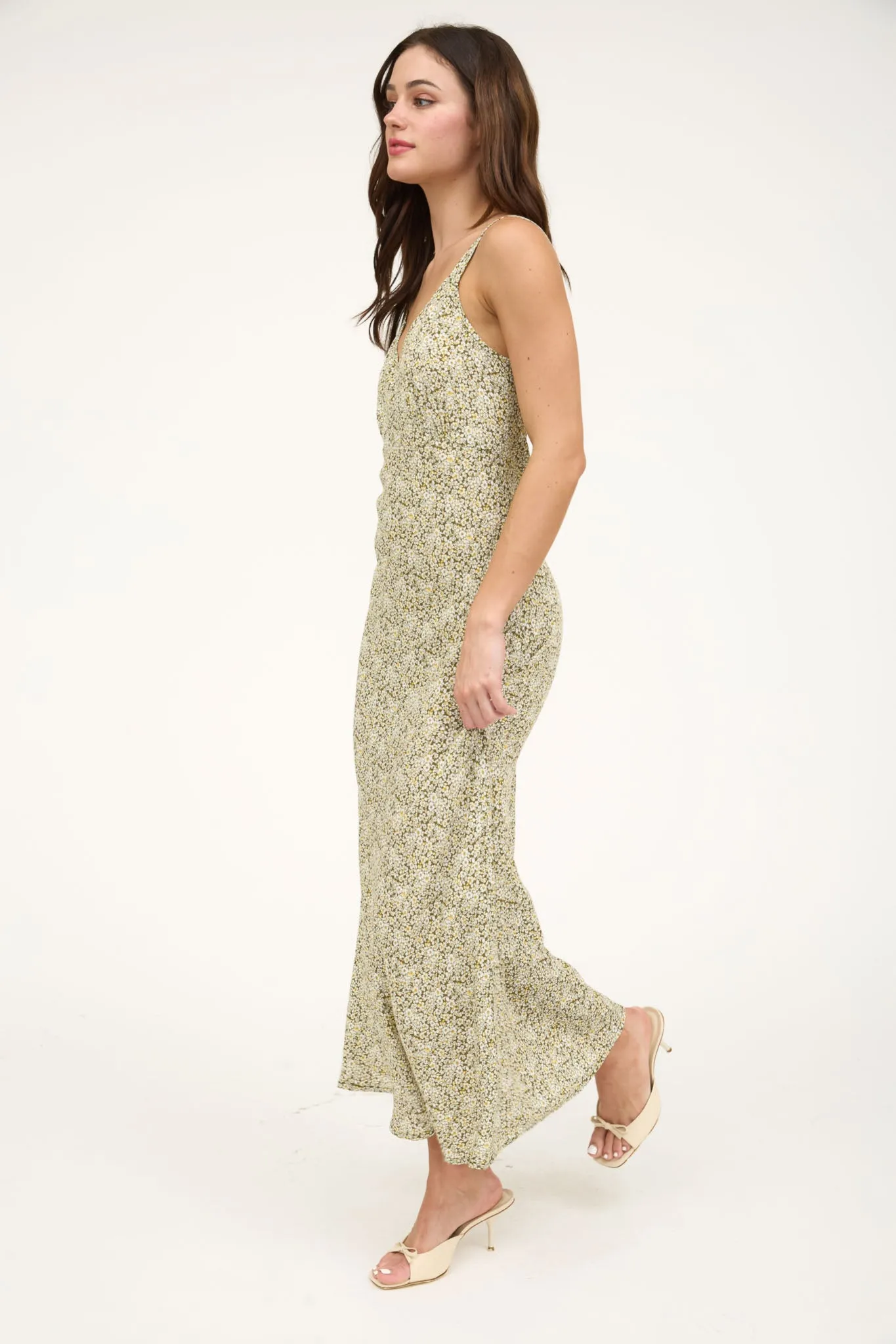 FLORAL V NECK SLEEVELESS SLIP MIDI DRESS sold by Blu Pepper product image thumbnail 3