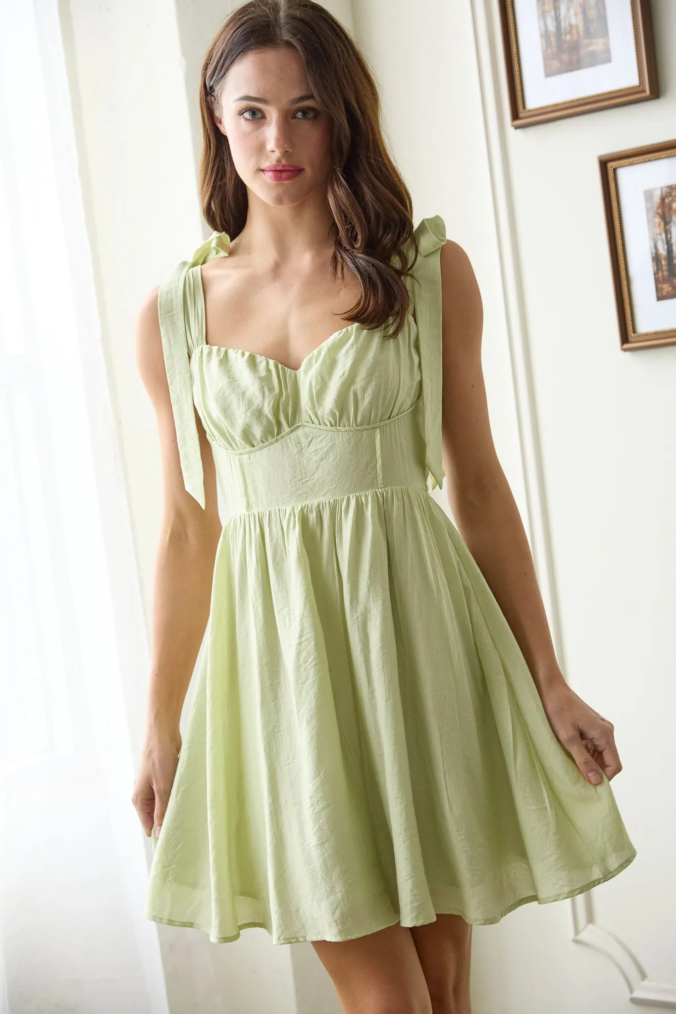 CORSET DETAIL TIE STRAP SLEEVELESS MINI DRESS sold by Blu Pepper product image thumbnail 4