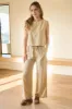 STRIPE SLEEVELESS BLOUSE WIDE LEG PANT SET sold by Blu Pepper