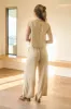 STRIPE SLEEVELESS BLOUSE WIDE LEG PANT SET sold by Blu Pepper
