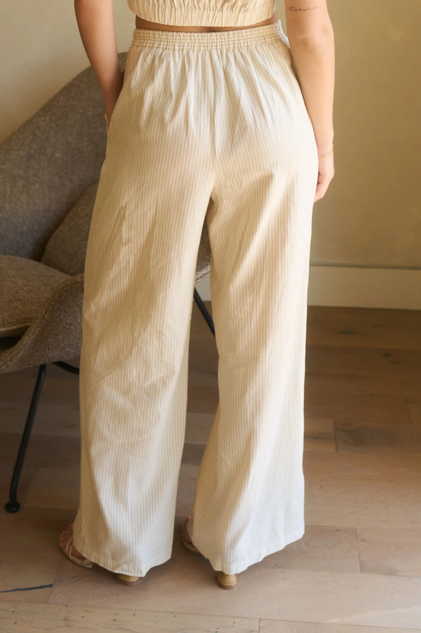 STRIPE HIGH WAIST PLEATED WIDE LEG PANTS sold by Blu Pepper product image thumbnail 2