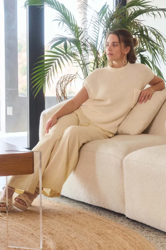 MOCK NECK SHORT SLEEVE POCKET DETAIL SWEATER TOP sold by Blu Pepper