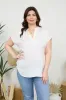 PLUS DROP SHOULDER BUTTON FRONT BLOUSE sold by Blu Pepper