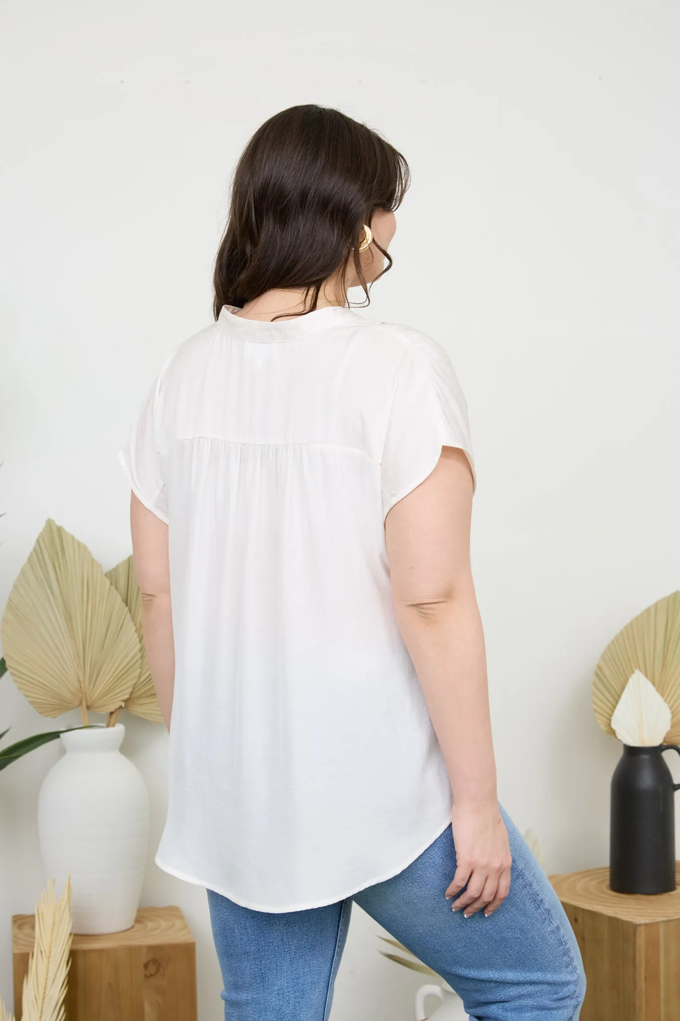 PLUS DROP SHOULDER BUTTON FRONT BLOUSE sold by Blu Pepper product image thumbnail 2