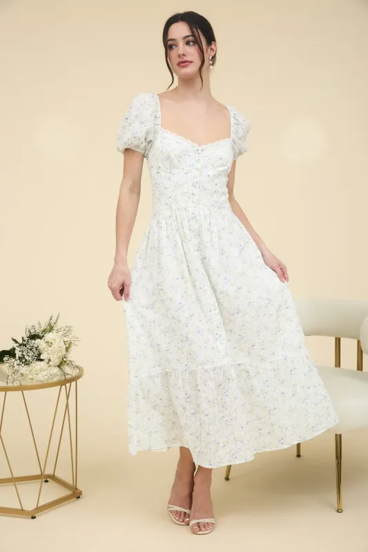 FLORAL CLIP DOT EYELET LACE TRIM MAXI DRESS sold by Blu Pepper