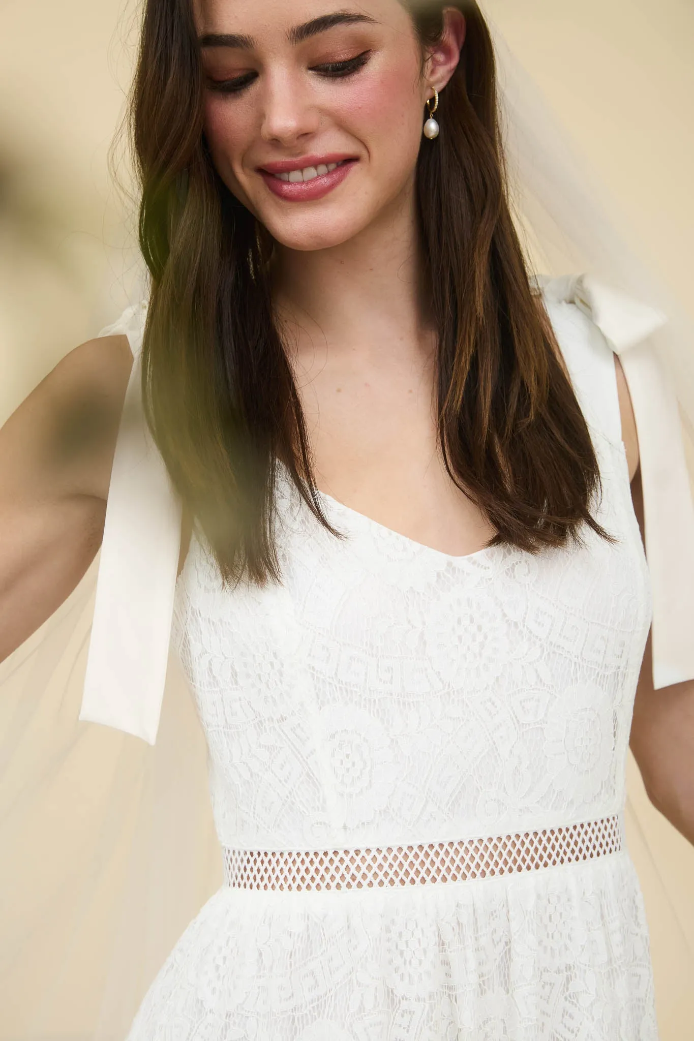 LACE TIE STRAP SHEER TRIM SLEEVELESS MIDI DRESS sold by Blu Pepper product image thumbnail 4