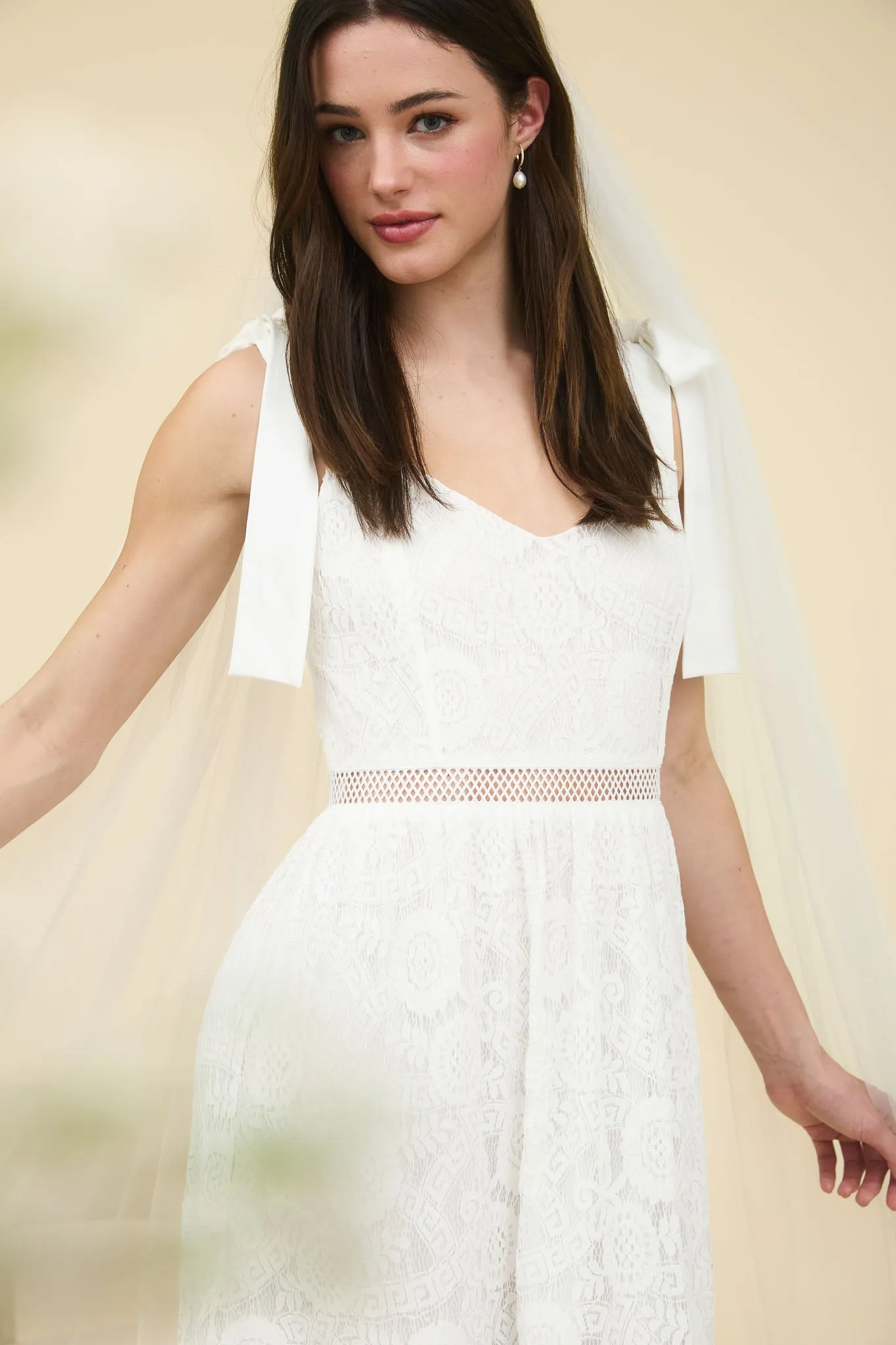 LACE TIE STRAP SHEER TRIM SLEEVELESS MIDI DRESS sold by Blu Pepper product image thumbnail 5