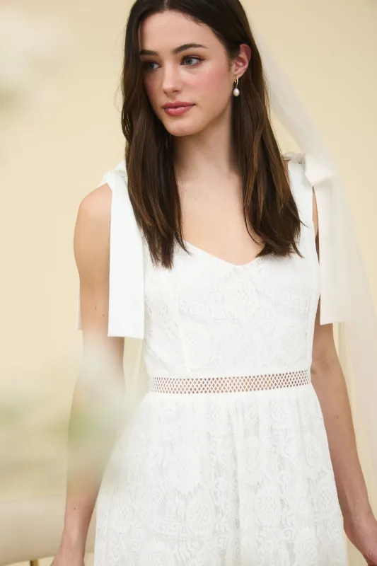 LACE TIE STRAP SHEER TRIM SLEEVELESS MIDI DRESS sold by Blu Pepper